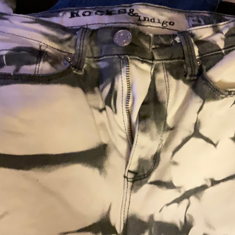 Rocks & Indigo Black and White Tie-Dye Jeans